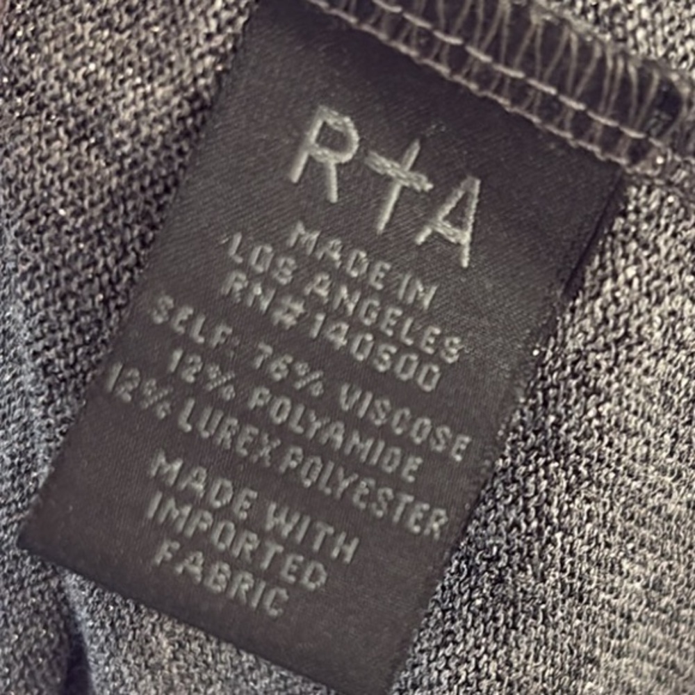 RtA Heather Gray Short Sleeve Tee w Silver Glitter Sparkly Shimmery Threading - Picture 3 of 4